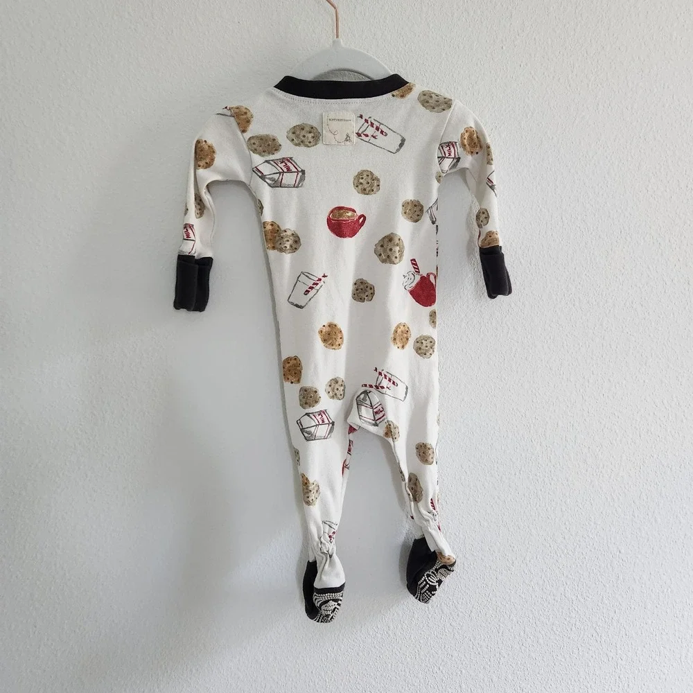 Burts‎ Bees Baby 100% Organic Cotton Milk and Cookies Footed Sleeper 0-3M Zip Up